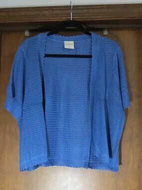New In Package Bedford Fair Open Front Cardigan Size XL Dutch Blue Open Knit
